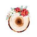 ÃÅ¸ÃÂµÃâ¡ÃÂ°ÃâÃÅWinter bouquets with leaves,branches,cotton flowers,berries ,poinsettia flowers with wooden slice